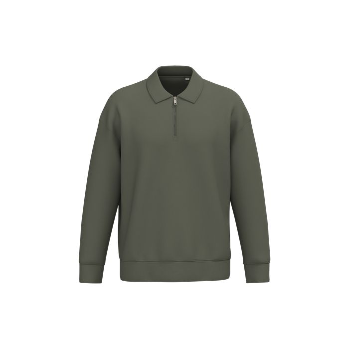 Sweat-shirt écoresponsable quart zip col polo à épaules tombantes