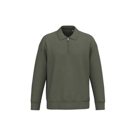  Sweat-shirt écoresponsable quart zip col polo à épaules tombantes
