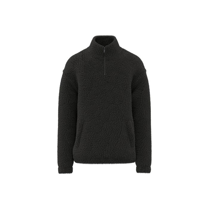 Sweat-shirt 1/4 zip à épaules tombantes en sherpa unisexe