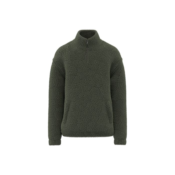 Sweat-shirt 1/4 zip à épaules tombantes en sherpa unisexe