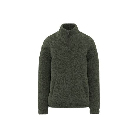 Sweat-shirt 1/4 zip à épaules tombantes en sherpa unisexe