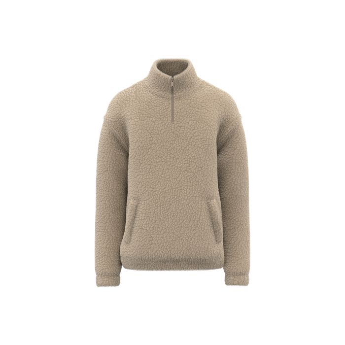Sweat-shirt 1/4 zip à épaules tombantes en sherpa unisexe