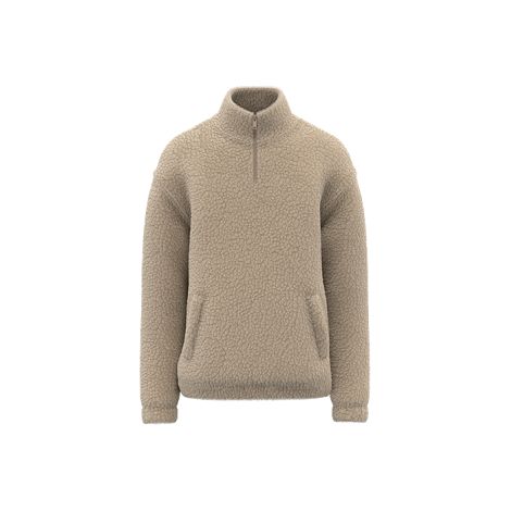 Sweat-shirt 1/4 zip à épaules tombantes en sherpa unisexe