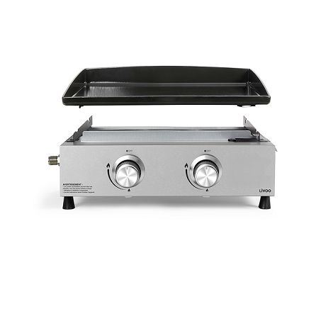 Plancha gaz 2 brûleurs - Argent