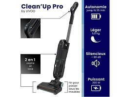 CLEAN'UP PRO Aspirateur balai laveur sans fil - Gris