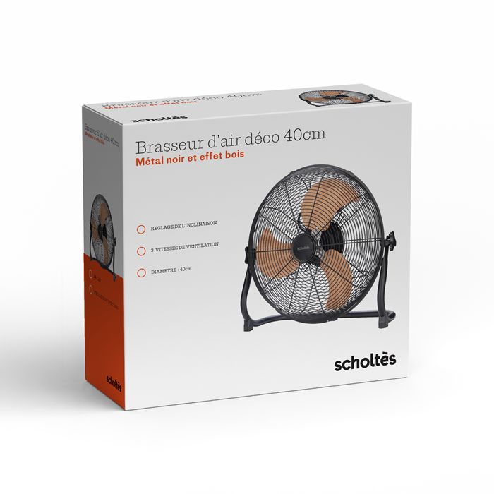  Brasseur d'air déco 40 cm - Noir