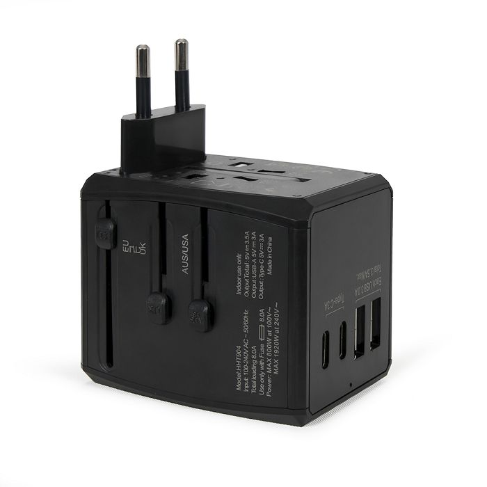  Adaptateur de voyage universel - Noir