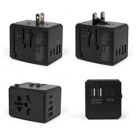  Adaptateur de voyage universel - Noir
