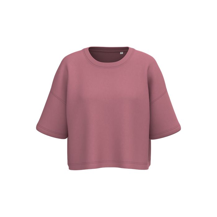  Sweat-shirt crop à manches courtes col rond femme