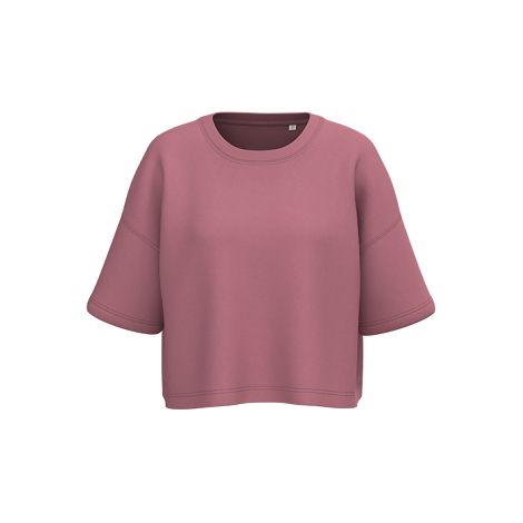  Sweat-shirt crop à manches courtes col rond femme