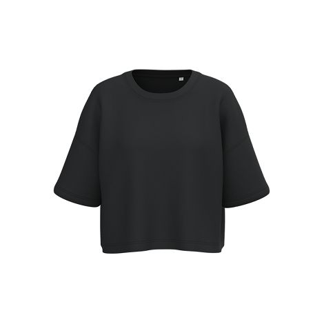  Sweat-shirt crop à manches courtes col rond femme