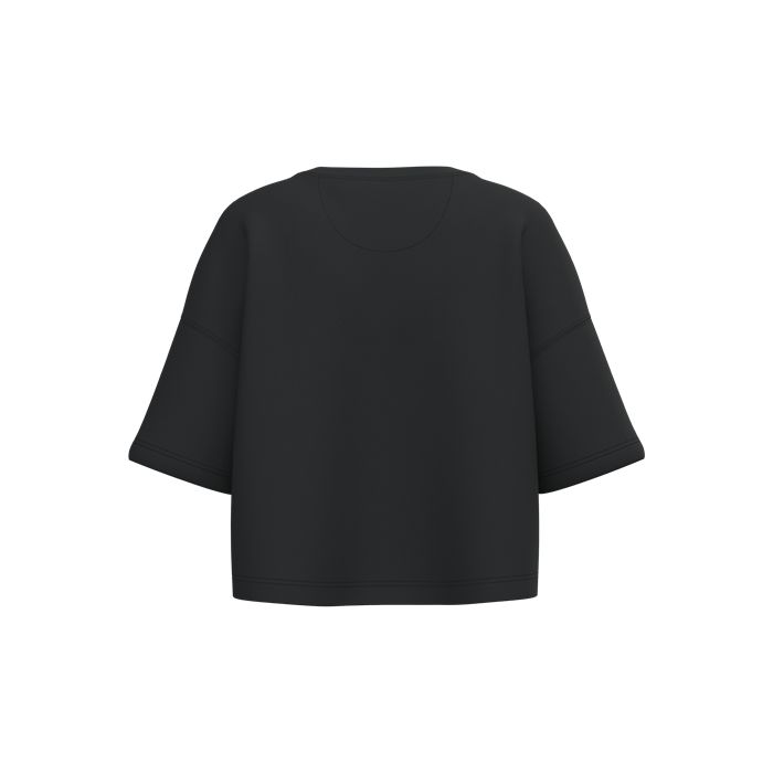  Sweat-shirt crop à manches courtes col rond femme