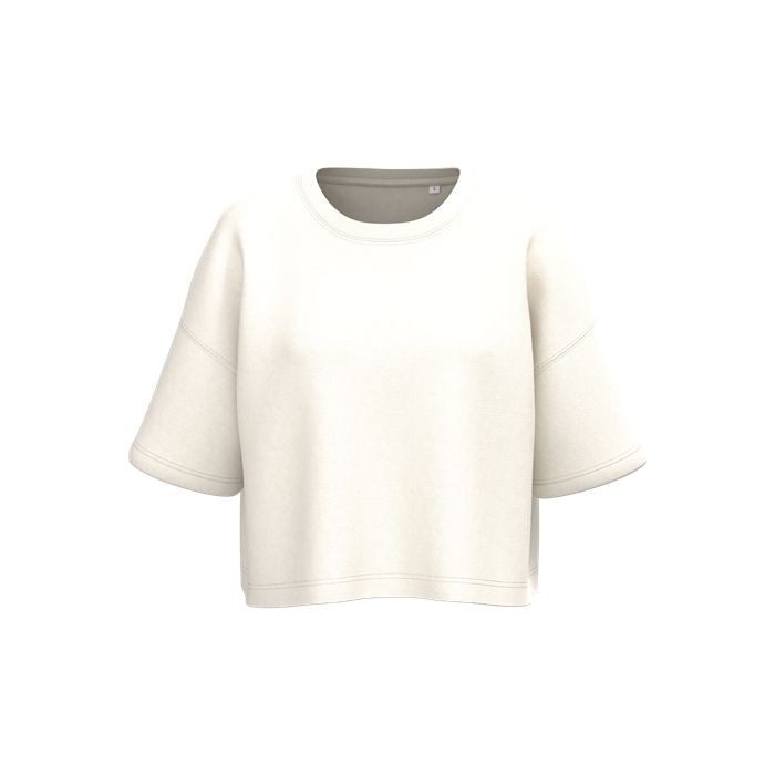  Sweat-shirt crop à manches courtes col rond femme
