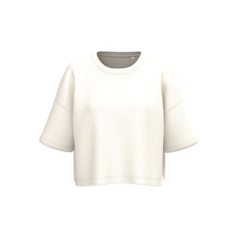  Sweat-shirt crop à manches courtes col rond femme