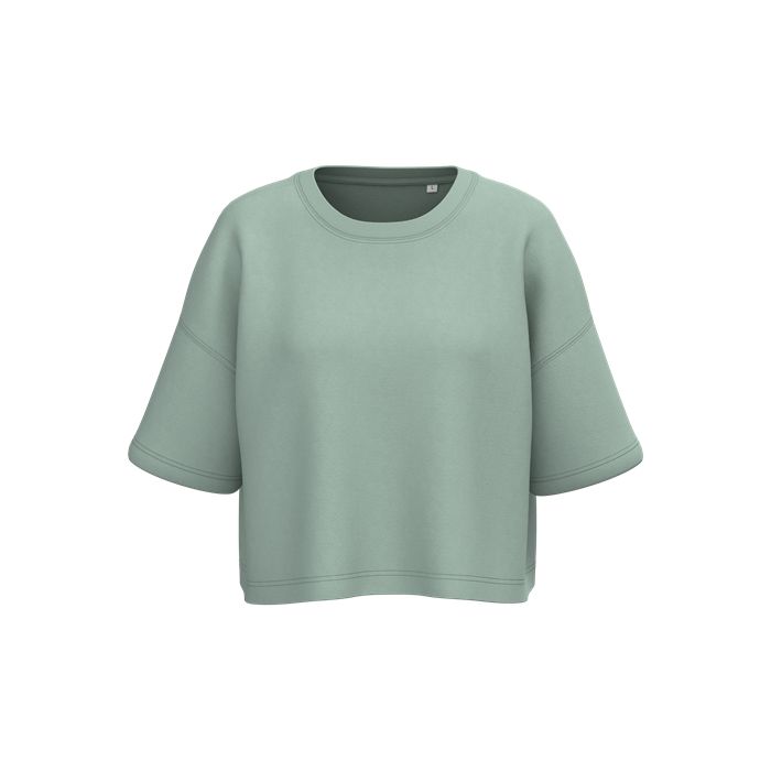  Sweat-shirt crop à manches courtes col rond femme