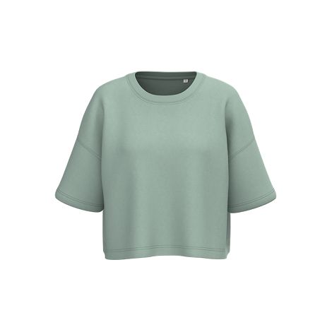  Sweat-shirt crop à manches courtes col rond femme