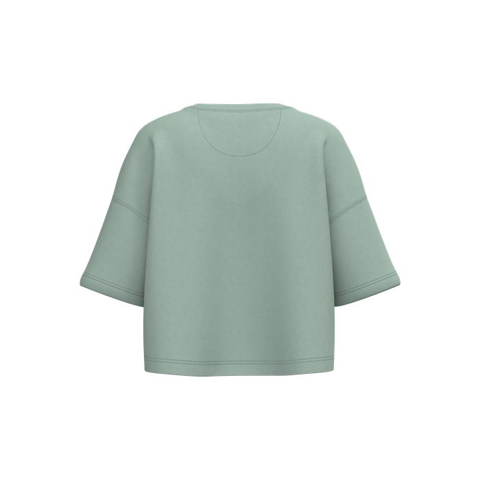  Sweat-shirt crop à manches courtes col rond femme