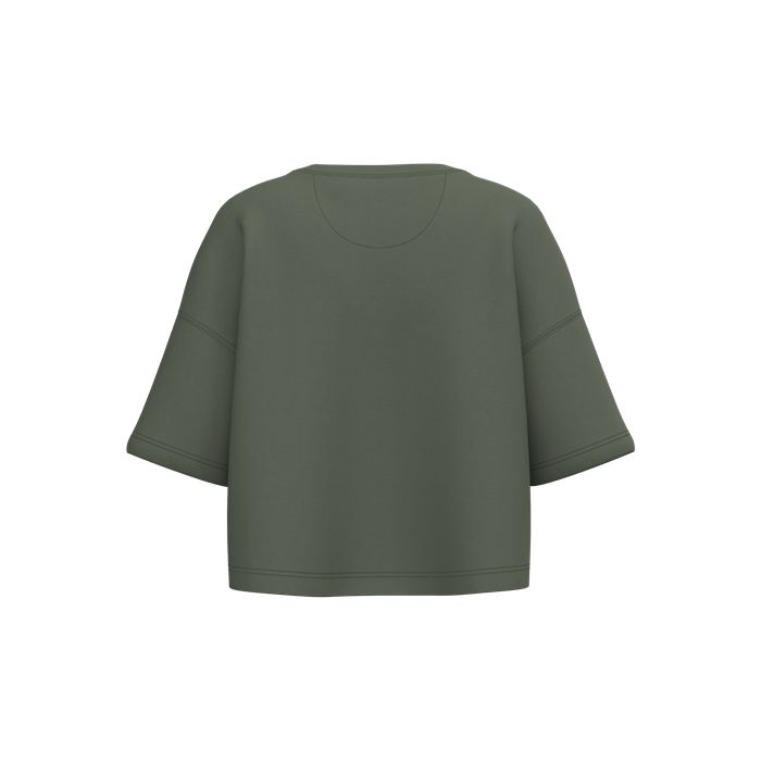  Sweat-shirt crop à manches courtes col rond femme