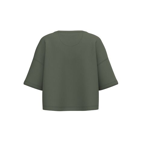  Sweat-shirt crop à manches courtes col rond femme