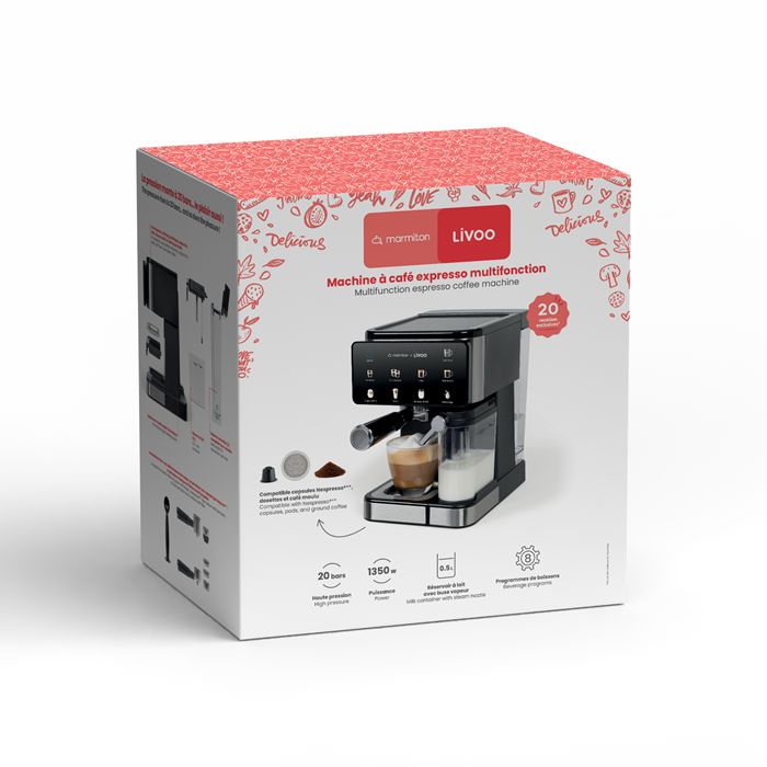  Machine à café expresso multifonction– Livoo x Marmiton - Noir