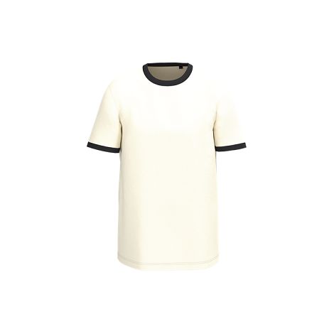  T-shirt ringer écoresponsable à bords contrastés effet délavé hom