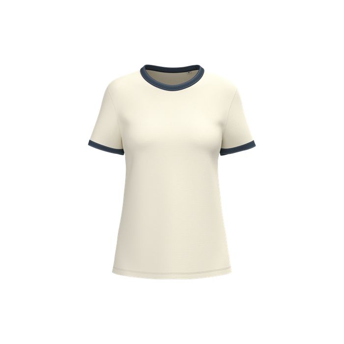  T-shirt ringer écoresponsable à bords contrastés effet délavé fem