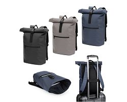 Sac à dos à enroulement en PU avec poche pour ordinateur portable