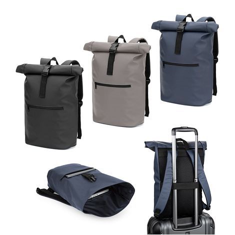  Sac à dos à enroulement en PU avec poche pour ordinateur portable