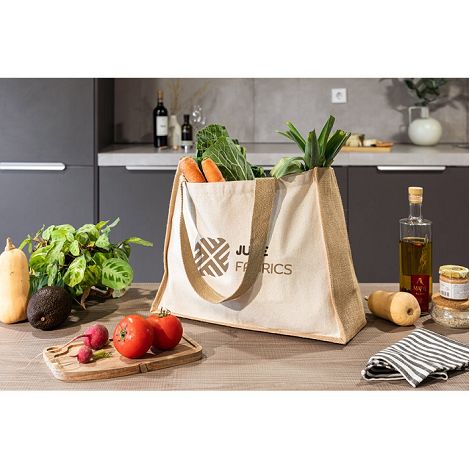  Sac en toile (320 g/m²), avec fond et côtés en jute laminé (350 g