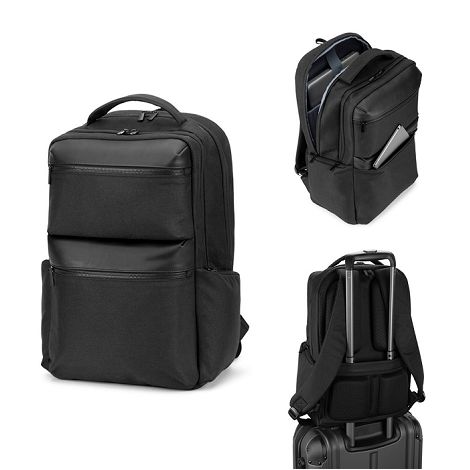  Sac à dos en sergé recyclé et déperlant avec deux grandes poches 