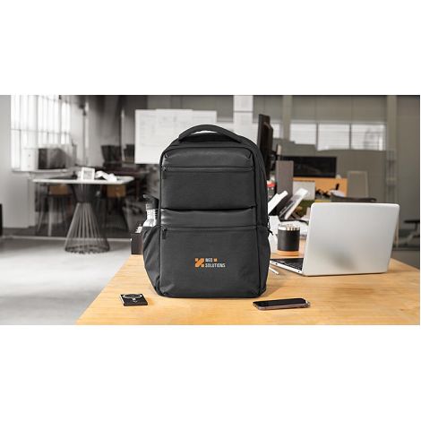  Sac à dos en sergé recyclé et déperlant avec deux grandes poches 