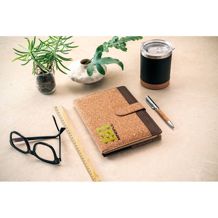  Classeur A5 en liège et polyester recyclé (100 % rPET) avec bloc-