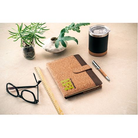  Classeur A5 en liège et polyester recyclé (100 % rPET) avec bloc-
