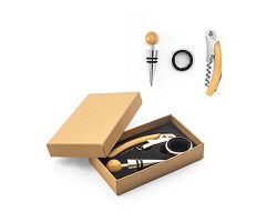 Set à vin en bambou et acier inoxydable