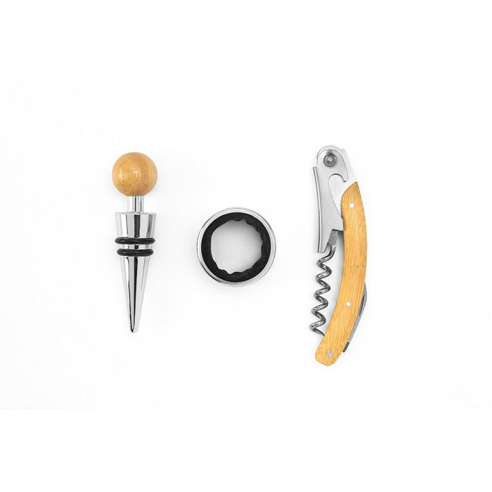  Set à vin en bambou et acier inoxydable