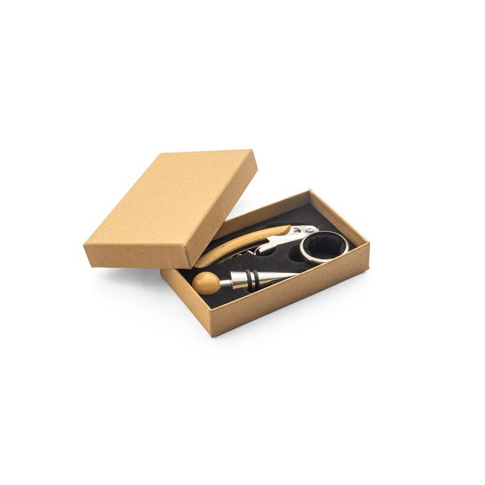  Set à vin en bambou et acier inoxydable