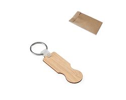 Porte-clés en bambou avec extrémité en forme de pièce de monnaie
