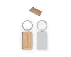 Porte-clés rectangulaire en zinc et bambou