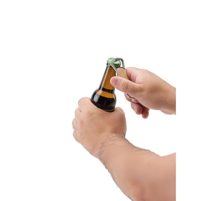  Porte-clés en fer de forme ronde en zinc et bambou