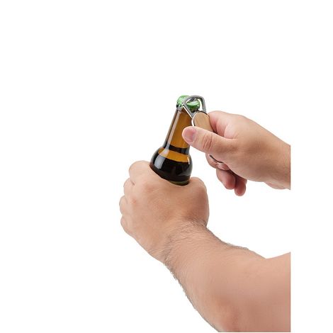  Porte-clés en fer de forme ronde en zinc et bambou